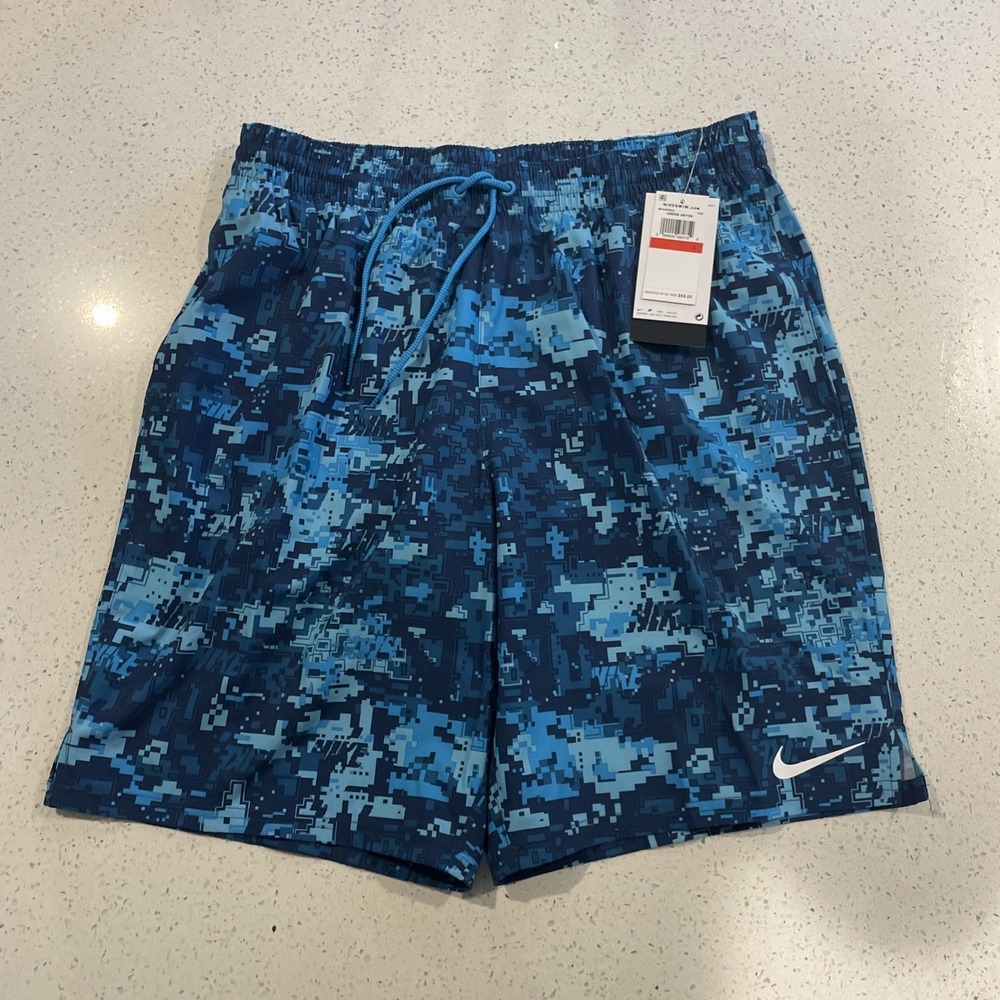 NWT Nike 9" Digi Camo Lap Volley Swim Shorts NESSD543 448 Men's L
